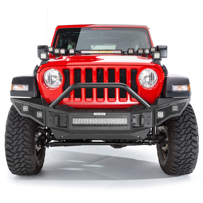 Go Rhino | Rockline Winch-Ready Full Width Bumper w/ Overrider - Gladiator / Wrangler (JK) / Wrangler (JL) 2007-2021 Go Rhino...