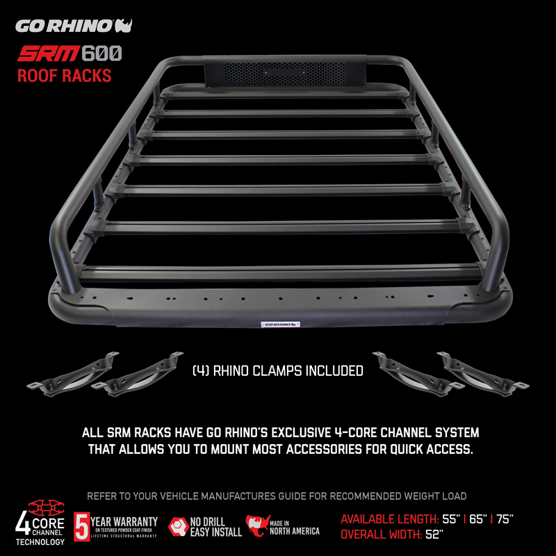 Go Rhino | SRM600 55" Tubular Basket-Style Roof Rack