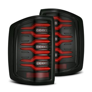 AlphaRex | LED Taillights Black-Red - Silverado / Sierra 1500 / 2500 HD / 3500 HD 2014-2019
