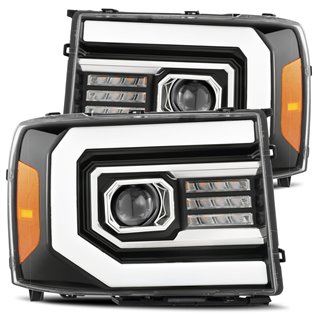 AlphaRex | Projector Headlights Plank Style Design Gloss Black - Sierra 1500 / 2500 HD / 3500 HD 2007-2014 AlphaRex Headlights