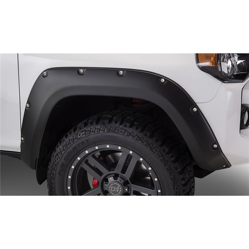 Bushwacker | 30925-02 Black Pocket/Rivet Style Smooth Finish 4-Piece Fender Flare Set for 22-23 Toyota Tundra - Tundra 3.5T 2022