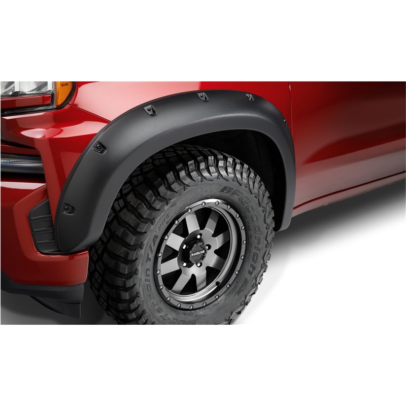 Bushwacker | 38602-08 Black Forge Pocket/Rivet Textured Finish 4-Pc Fender Flare Set for 07-13 Toyota Tundra Excludes model with