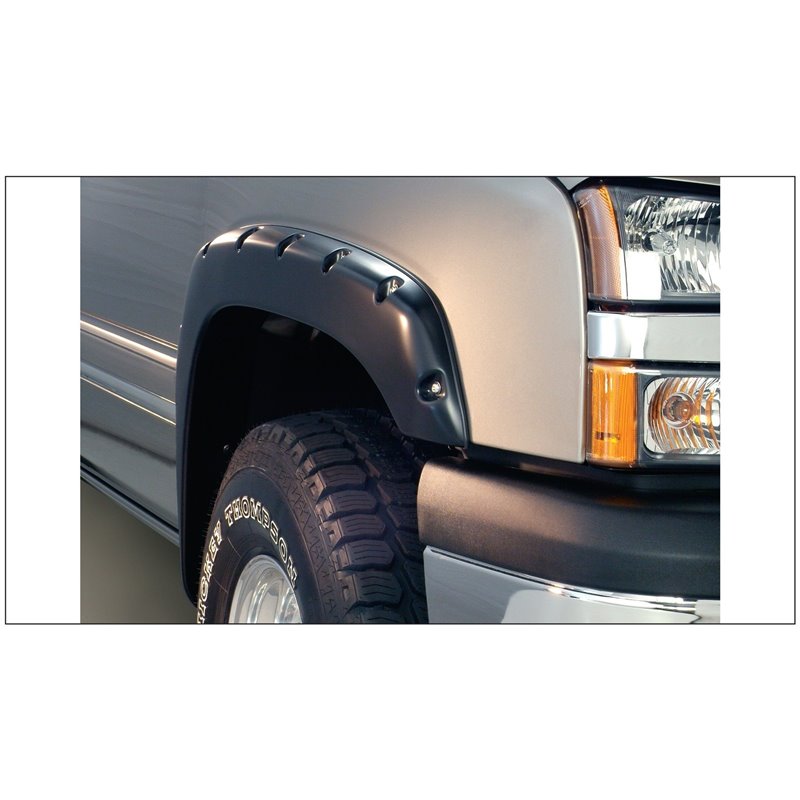 Bushwacker | 40990-02 Black Pocket/Rivet Style Smooth Finish 4-Piece Fender Flare Set for 2021-2022 Chevrolet Colorado 61.7 in b