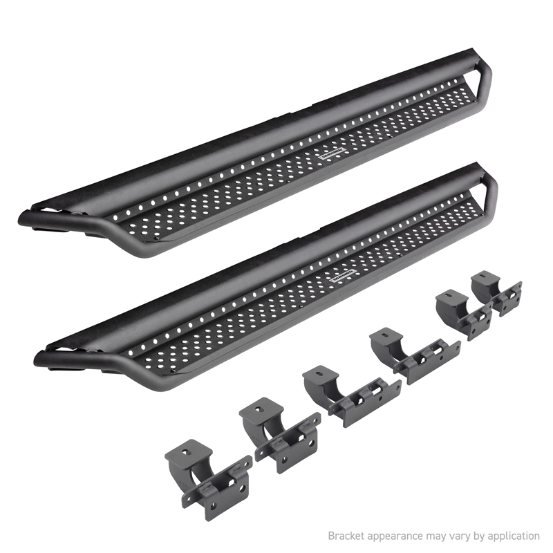 Go Rhino | Dominator Xtreme D1 Side Steps w/ Mounting Brackets Kit - Textured Black - Chevrolet / GMC 2019-2023