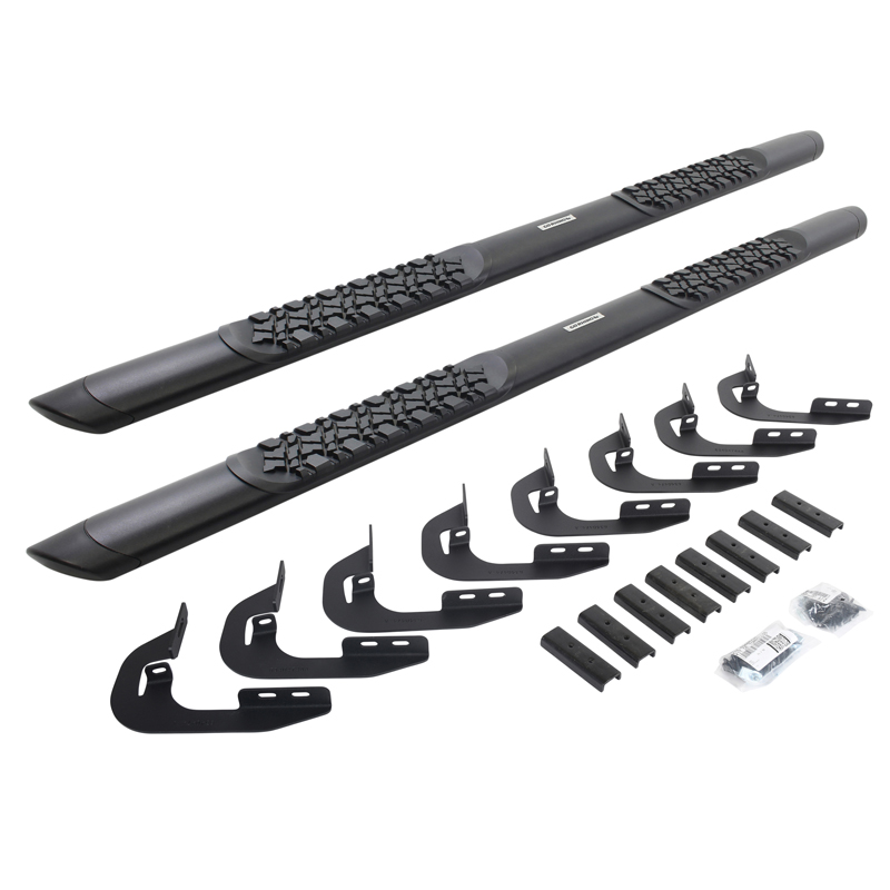 Go Rhino | V-Series V3 Aluminum Side Steps and Mounting Brackets Kit - Textured Black  - Chevrolet / GMC 2014-2019