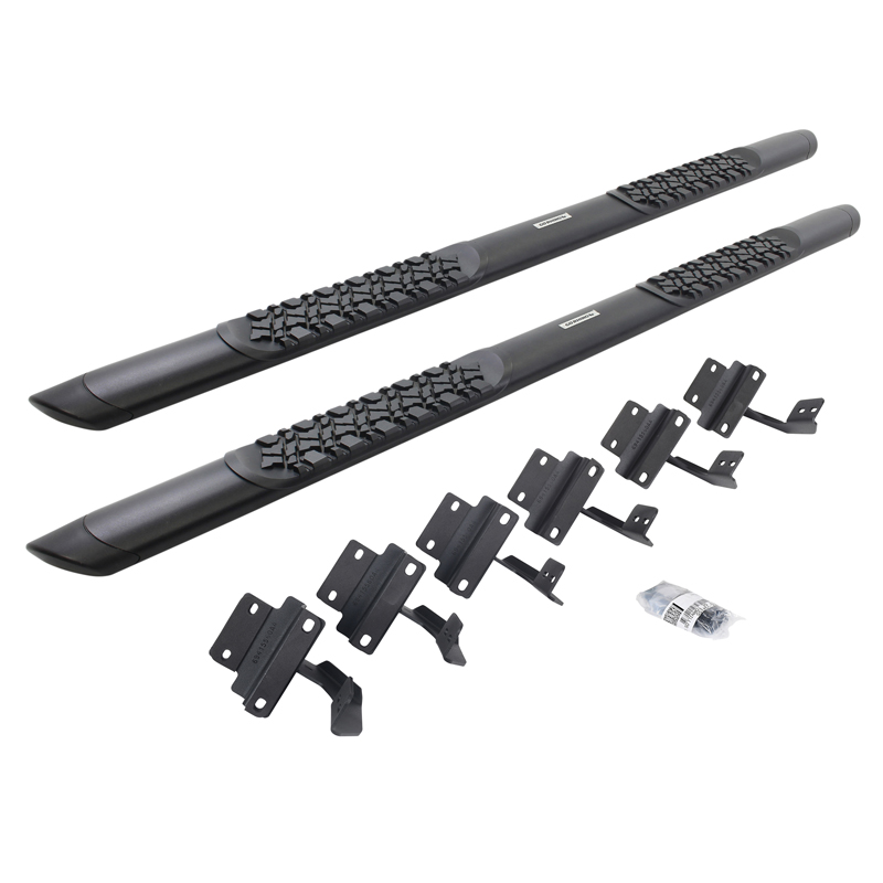 Go Rhino | V-Series V3 Aluminum Side Steps and Mounting Brackets Kit - Textured Black  - F-150 / Raptor / F-250 / F-350 2015-202