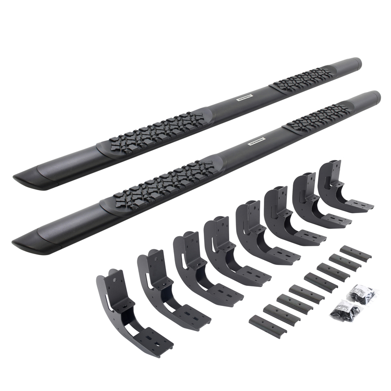 Go Rhino | V-Series V3 Aluminum Side Steps and Mounting Brackets Kit - Textured Black  - Chevrolet / GMC 2019-2023