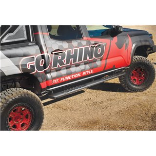 Go Rhino | V-Series V3 Aluminum Side Steps and Mounting Brackets Kit - Textured Black  - Tacoma 2.7L / 3.5L / 4.0L 2005-2023