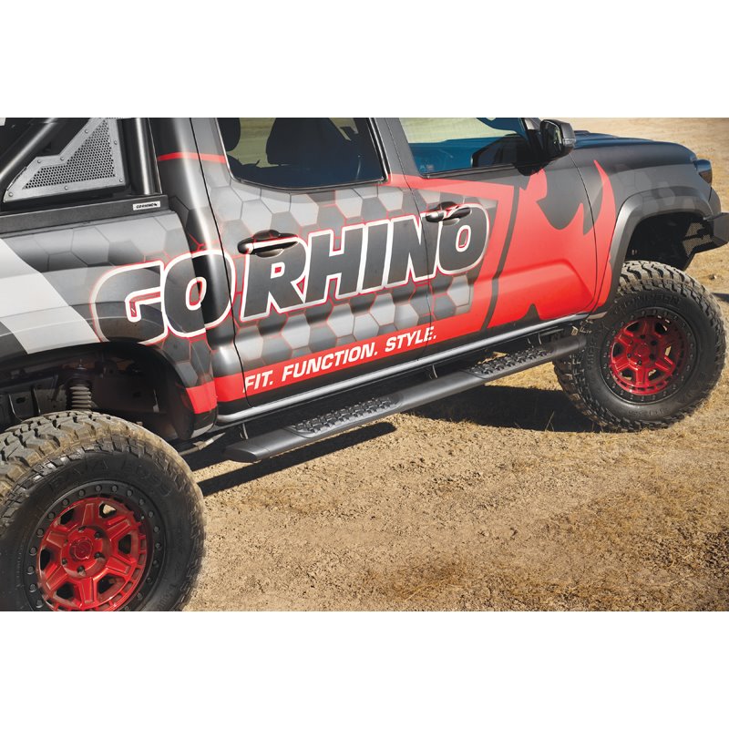 Go Rhino | V-Series V3 Aluminum Side Steps and Mounting Brackets Kit - Textured Black  - Tacoma 2.7L / 3.5L / 4.0L 2005-2023