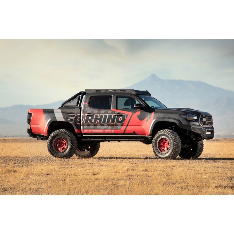 Go Rhino | V-Series V3 Aluminum Side Steps and Mounting Brackets Kit - Textured Black  - Tacoma 2.7L / 3.5L / 4.0L 2005-2023