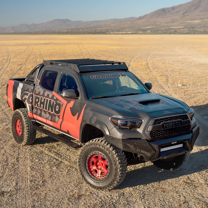 Go Rhino | V-Series V3 Aluminum Side Steps and Mounting Brackets Kit - Textured Black  - Tacoma 2.7L / 3.5L / 4.0L 2005-2023