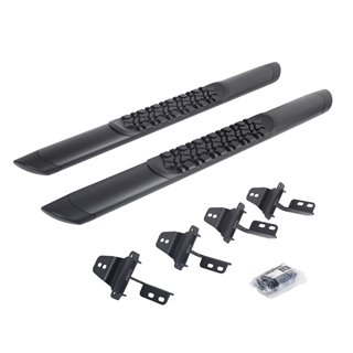 Go Rhino | V-Series V3 Aluminum Side Steps and Mounting Brackets Kit - Textured Black - Wrangler (JK) 3.6L / 3.8L 2007-2018 G...