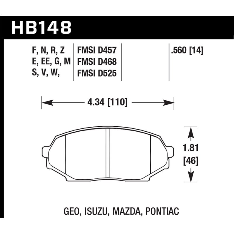 Hawk Performance | HP Plus Disc Brake Pad - MX-5 Miata 1.6L 1990-1993 Hawk Performance Brake Pads