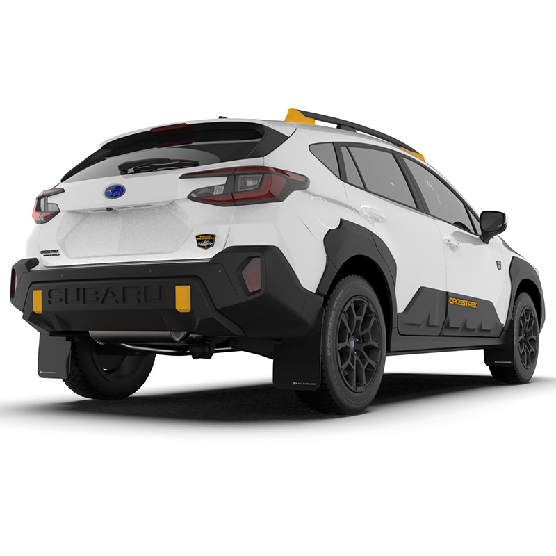 RallyArmor | Black UR Mud Flap White Logo - Crosstrek Wilderness 2024-2025 RallyArmor Mud Flaps