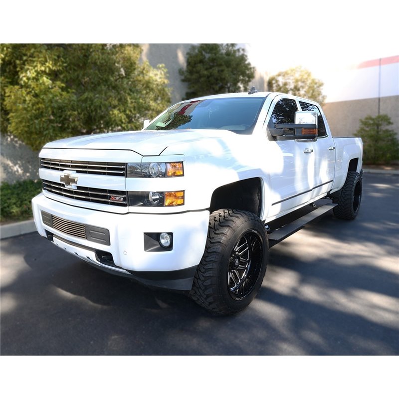 Go Rhino | 20405187PC - E1 Electric Running Boards With Mounting Brackets - Textured Black - Silverado / Sierra 2500 HD / 350...