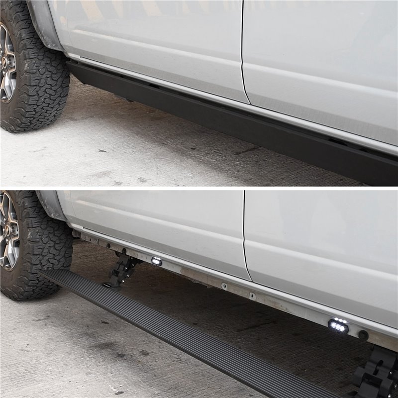 Go Rhino | 20420687PC - E1 Electric Running Boards With Mounting Brackets - Textured Black - Ram 1500 / Classic 2009-2019