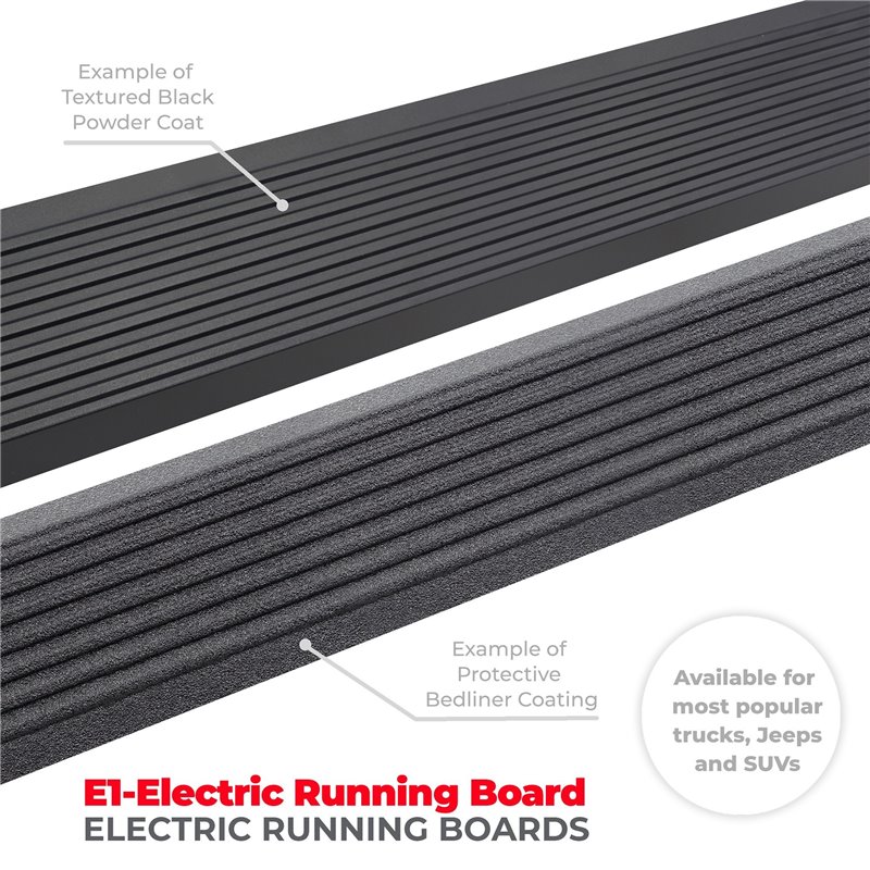 Go Rhino | 20436687PC - E1 Electric Running Boards With Mounting Brackets - Textured Black - Ram 1500 3.0L / 3.6L / 5.7L 2019