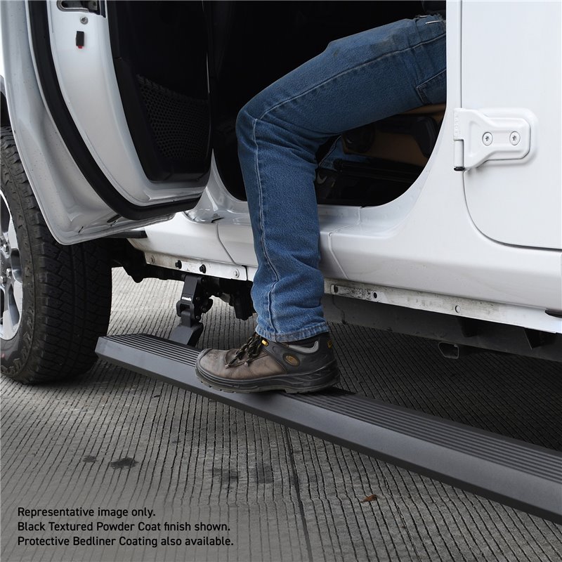Go Rhino | 20450572PC - E1 Electric Running Boards With Mounting Brackets - Textured Black - Wrangler (JK) 3.6L / 3.8L 2007-2...