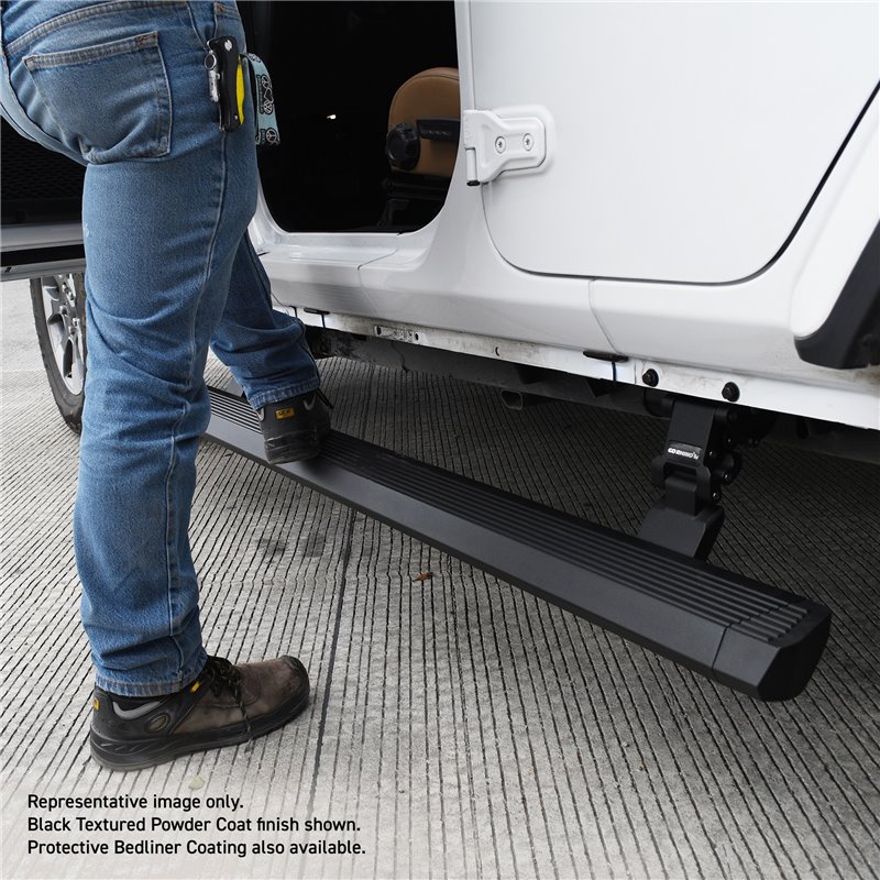 Go Rhino | 20450674T - E1 Electric Running Boards With Mounting Brackets - Protective Bedliner Coating - Wrangler (JL) 2.0T / 3.