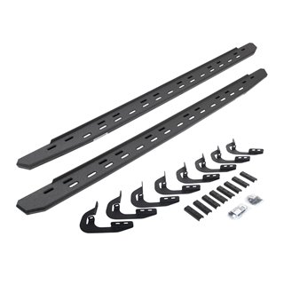 Go Rhino | 69604787ST - RB30 Slim Line Running Boards with Mounting Bracket Kit - Protective Bedliner Coating - Chevrolet / GMC 