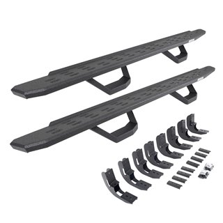 Go Rhino | 69604880T - RB30 Running Boards with Mounting Brackets & 2 Pairs of Drop Steps Kit- Protective Bedliner Coating - Che