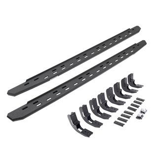 Go Rhino | 69604887ST - RB30 Slim Line Running Boards with Mounting Bracket Kit - Protective Bedliner Coating - Chevrolet / GMC 