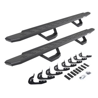 Go Rhino | 6960588020T - RB30 Running Boards with Mounting Brackets & 2 Pairs of Drops Steps Kit - Protective Bedliner Coating -