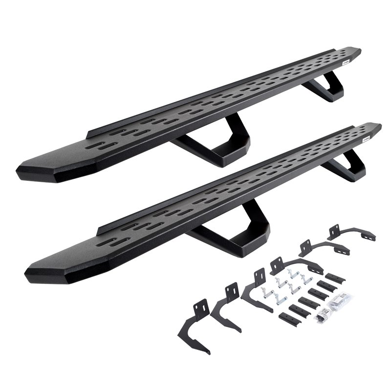 Go Rhino | 6961068720PC - RB30 Running Boards with Mounting Brackets & 2 Pairs of Drops Steps Kit - Textured Black - Ram 1500 / 