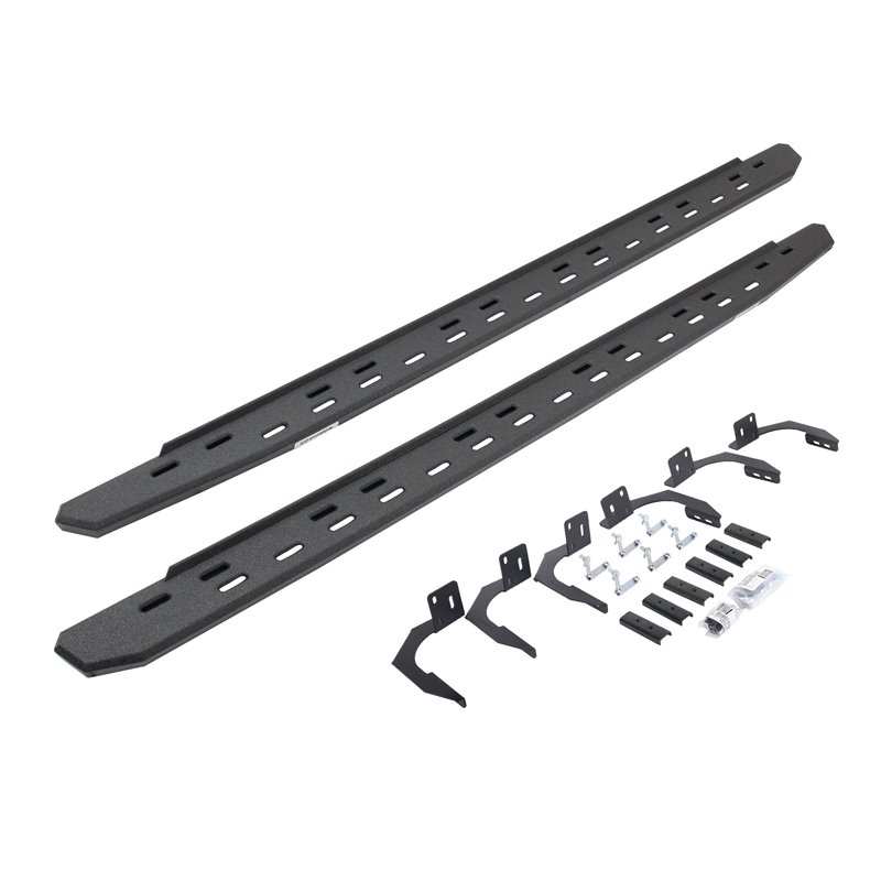 Go Rhino | 69610687ST - RB30 Slim Line Running Boards with Mounting Bracket Kit - Protective Bedliner Coating - Ram 1500 / 2500 