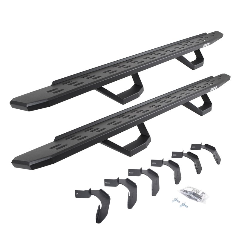 Go Rhino | 6961268020PC - RB30 Running Boards with Mounting Brackets & 2 Pairs of Drops Steps Kit - Textured Black - F-150 2004-