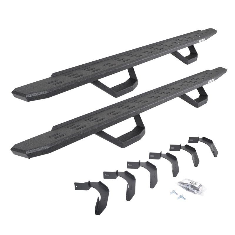 Go Rhino | 6961268020T - RB30 Running Boards with Mounting Brackets & 2 Pairs of Drops Steps Kit - Protective Bedliner Coatin...