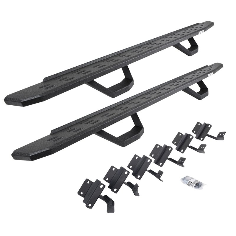 Go Rhino | 6961508720T - RB30 Running Boards with Mounting Brackets & 2 Pairs of Drops Steps Kit - Protective Bedliner Coatin...