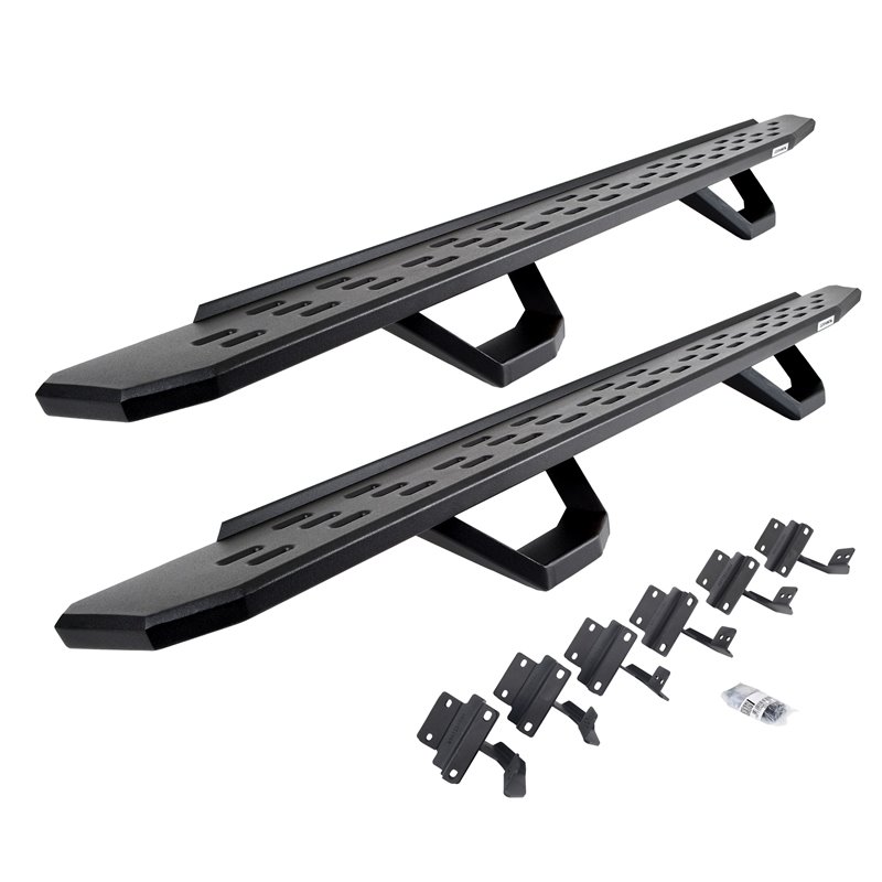 Go Rhino | 6961558720PC - RB30 Running Boards with Mounting Brackets & 2 Pairs of Drops Steps Kit - Textured Black - F-150 / F-2