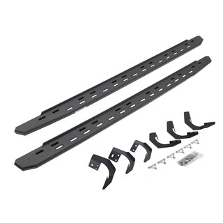 Go Rhino | 69620687ST - RB30 Slim Line Running Boards with Mounting Bracket Kit - Protective Bedliner Coating - Ram 1500 / Class