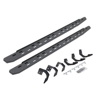 Go Rhino | 69629980ST - RB30 Slim Line Running Boards with Mounting Bracket Kit - Protective Bedliner Coating - Ram 1500 / Cl...