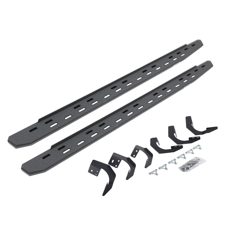 Go Rhino | 69629980ST - RB30 Slim Line Running Boards with Mounting Bracket Kit - Protective Bedliner Coating - Ram 1500 / Cl...