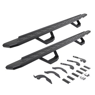 Go Rhino | 6964298720T - RB30 Running Boards with Mounting Brackets & 2 Pairs of Drops Steps Kit - Protective Bedliner Coating -