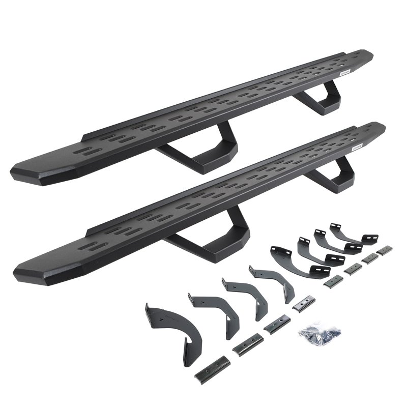 Go Rhino | 6964358020PC - RB30 Running Boards with Mounting Brackets & 2 Pairs of Drops Steps Kit - Textured Black - Tundra 3.5T
