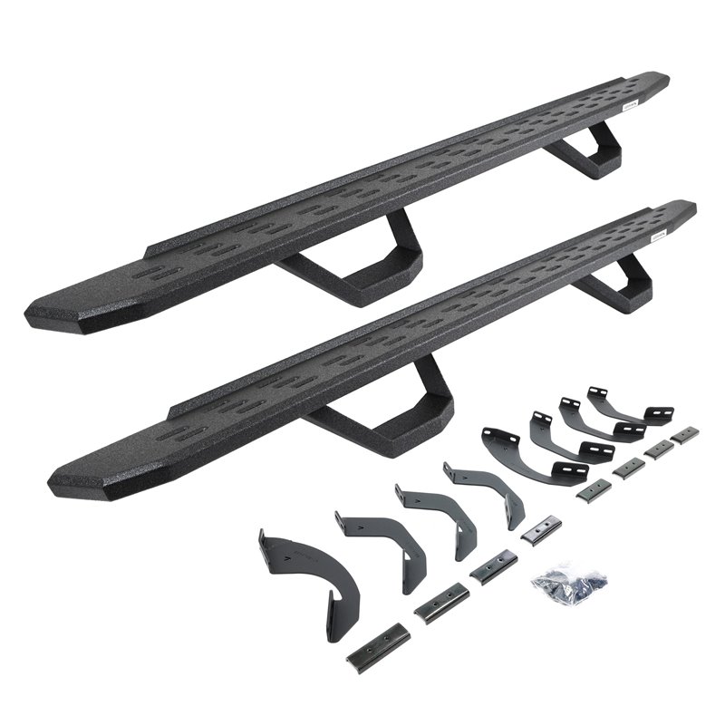 Go Rhino | 6964368720T - RB30 Running Boards with Mounting Brackets & 2 Pairs of Drops Steps Kit - Protective Bedliner Coatin...