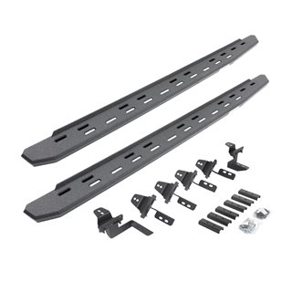 Go Rhino | 69650568ST - RB30 Slim Line Running Boards with Mounting Bracket Kit - Protective Bedliner Coating - Wrangler (JK) 3.