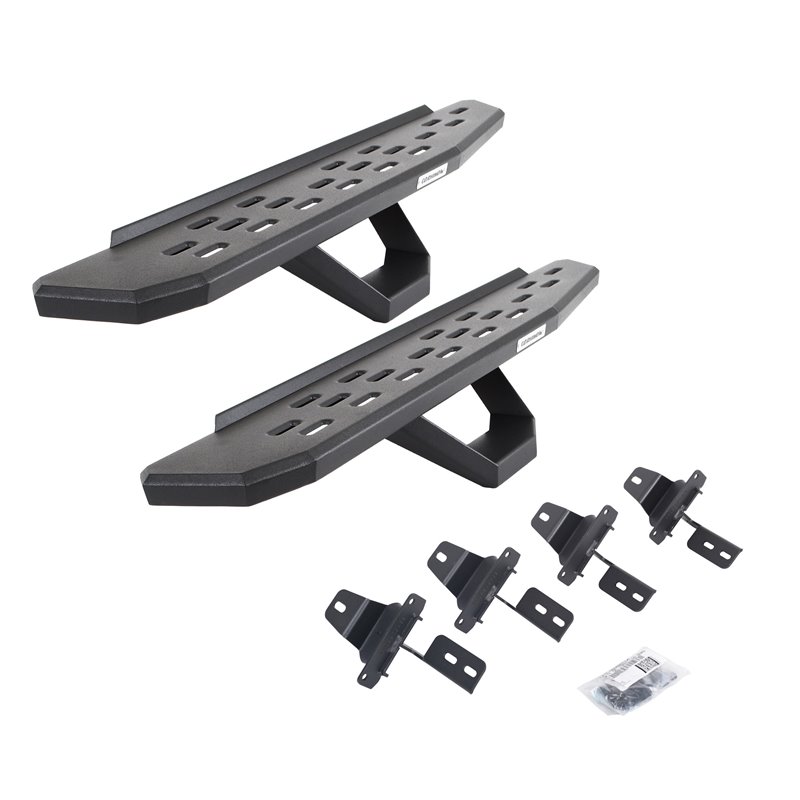 Go Rhino | 6969274810PC - RB30 Running Boards with Mounting Brackets & 2 Pairs of Drops Steps Kit - Textured Black - Wrangler (J