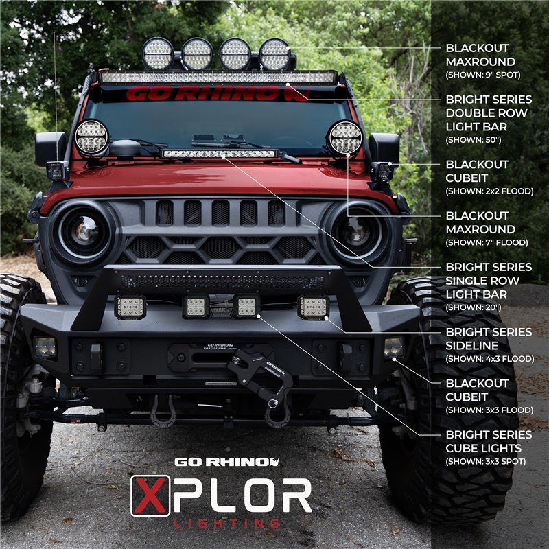 Go Rhino | 50152013CSS - Bright Series Lights - 20.5" Single Row LED Light Bar - Black Go Rhino Off-Road Lights
