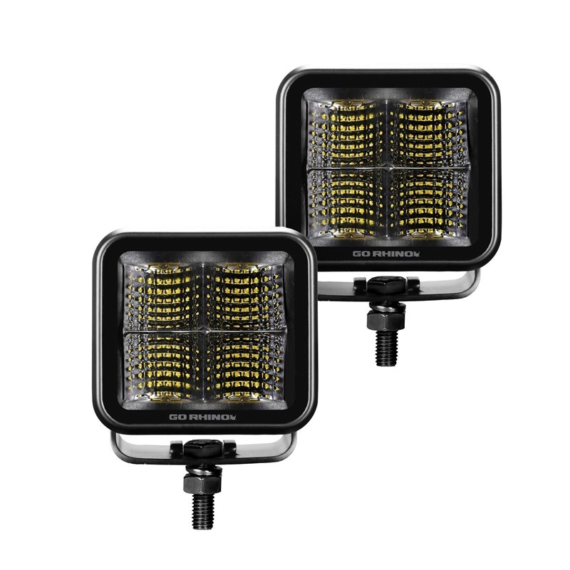 Go Rhino | 50200321FCS - Blackout Series Lights - Pair of 2x2 Cube LED Flood Light Kit - Black Go Rhino Accessory Lighting