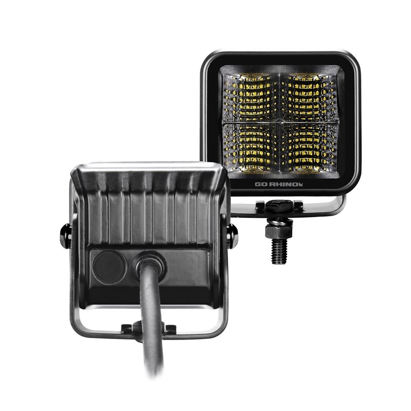 Go Rhino | 50200321FCS - Blackout Series Lights - Pair of 2x2 Cube LED Flood Light Kit -  Black