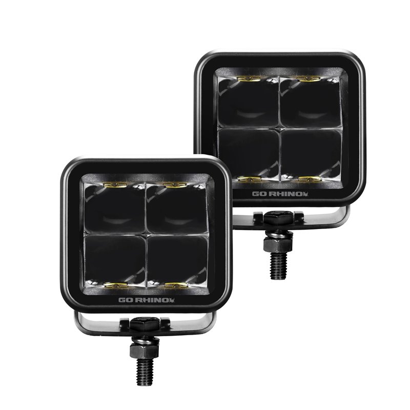 Go Rhino | 50200321SCS - Blackout Series Lights - Pair of 2x2 Cube LED Spot Light Kit - Black Go Rhino Accessory Lighting