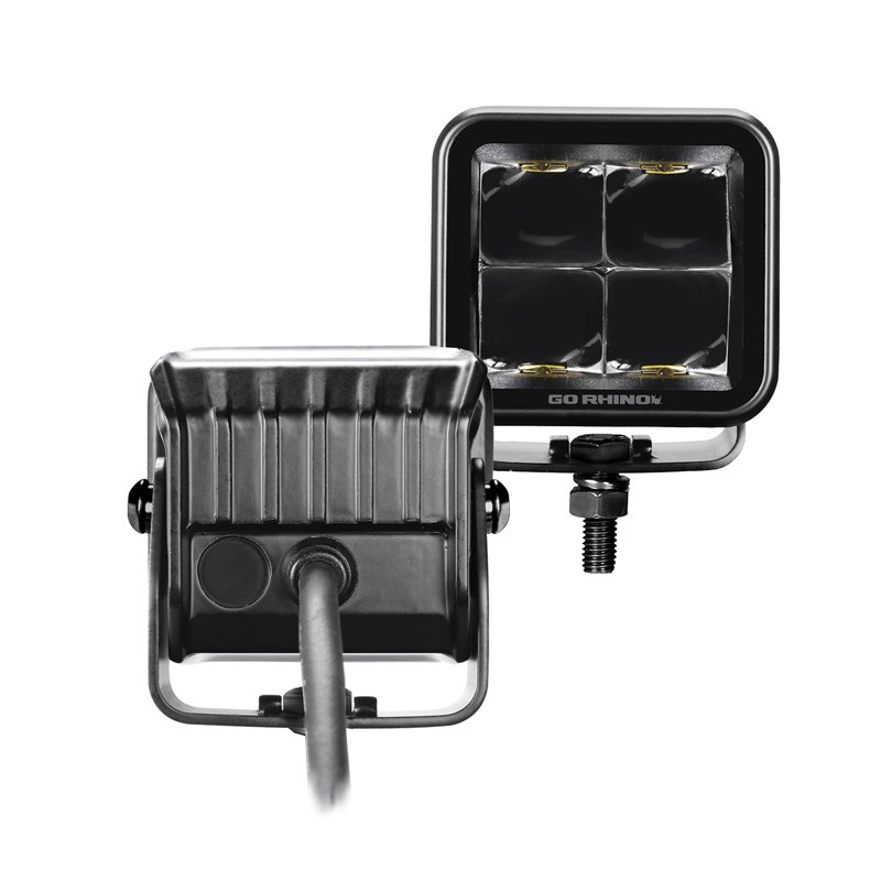 Go Rhino | 50200321SCS - Blackout Series Lights - Pair of 2x2 Cube LED Spot Light Kit - Black Go Rhino Accessory Lighting
