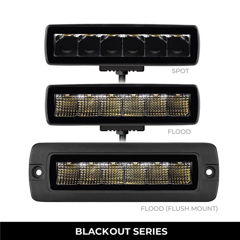 Go Rhino | 50300621SBS - Blackout Series Lights - Pair of Sixline LED Spot Light Kit - Black Go Rhino Accessory Lighting