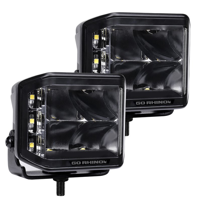 Go Rhino | 50700321SCS - Blackout Series Lights - Pair of 4x3 Cube LED Sideline Spot Light Kit - Black Go Rhino Accessory Lig...