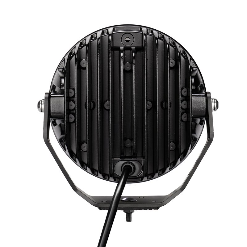 Go Rhino | 50800711SRS - Blackout Series Lights - 7" Round LED Spot Light Beam With Daytime Running Light -  Black
