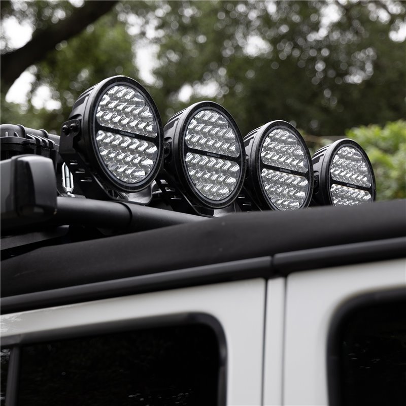 Go Rhino | 51700911SRS - Blackout Series Lights -9" Round Single LED Spot Light Kit W/Daytime Running Lights -  Black